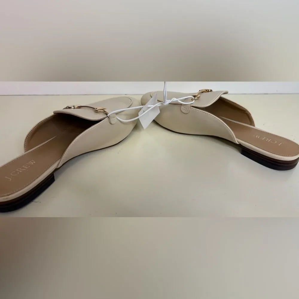 NWT J. Crew Women's Cream Mules with Gold Accent sz 9